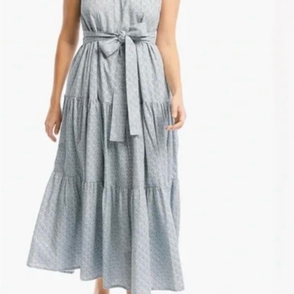 Laude The Label Blue and White Tiered Maxi Sundress Organic Cotton